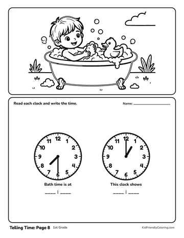 Telling Time: Page 8 coloring page