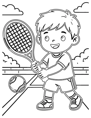 Tennis Ball and Racket coloring page
