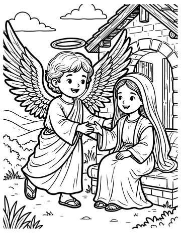 The Angel Visits Mary coloring page