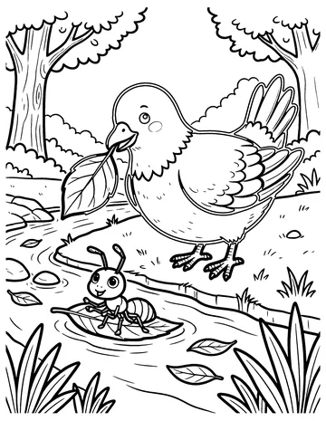 The Ant and the Dove coloring page