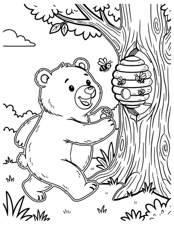 The Bear and the Bees coloring page