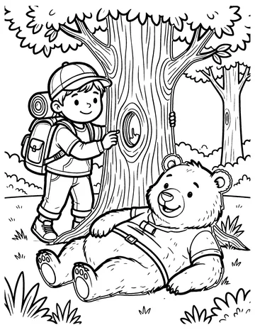 The Bear and the Two Travelers coloring page