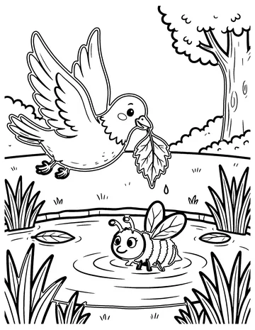 The Bee and the Dove coloring page