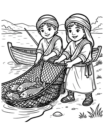 The Big Fishing Net coloring page