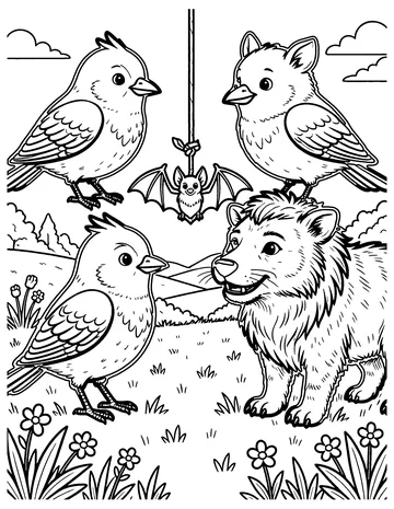 The Birds and the Beasts coloring page