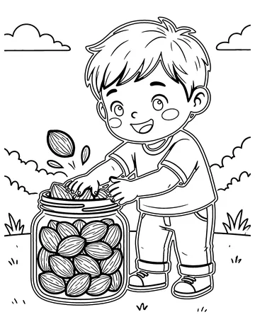 The Boy and the Nuts coloring page