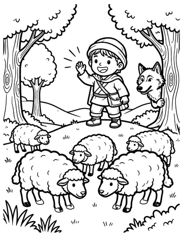 The Boy Who Cried Wolf coloring page