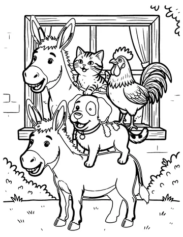 The Bremen Town Musicians coloring page
