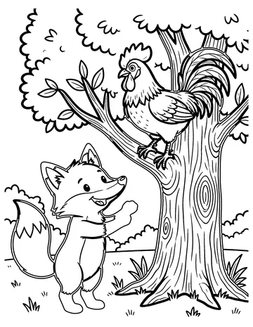 The Cock and the Fox coloring page