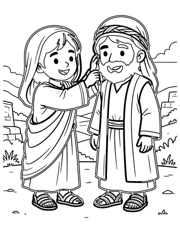 The Deaf Man Hears coloring page