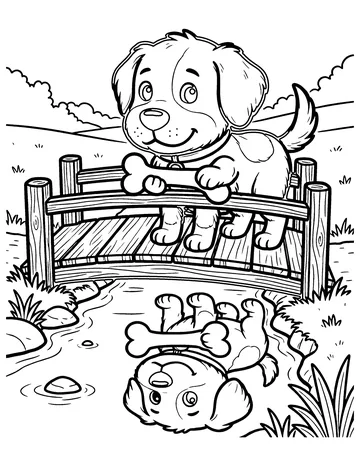 The Dog and His Reflection coloring page