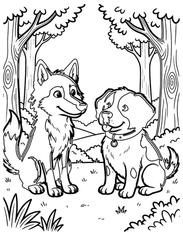The Dog and the Wolf coloring page