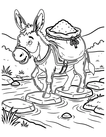 The Donkey and the Load of Salt coloring page