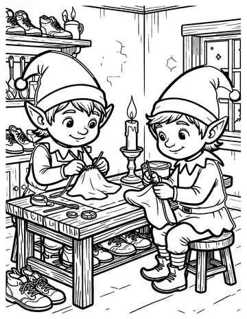 The Elves and the Shoemaker coloring page