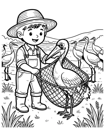 The Farmer and the Stork coloring page