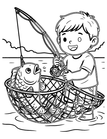 The Fisherman and the Little Fish coloring page