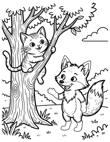 The Fox and the Cat coloring page