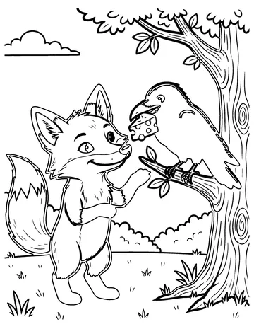 The Fox and the Crow coloring page