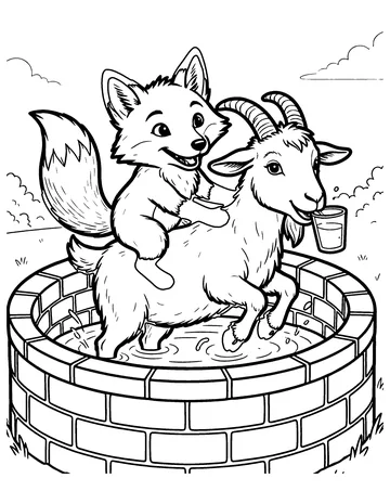 The Fox and the Goat coloring page