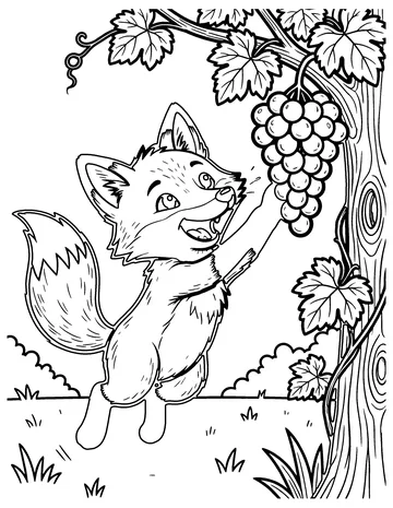 The Fox and the Grapes coloring page