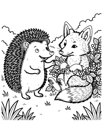 The Fox and the Hedgehog coloring page
