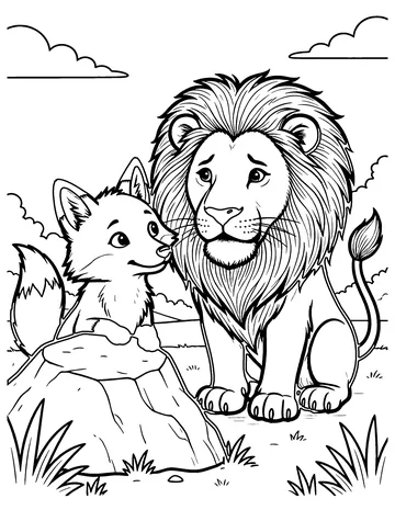The Fox and the Lion coloring page