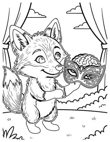 The Fox and the Mask coloring page