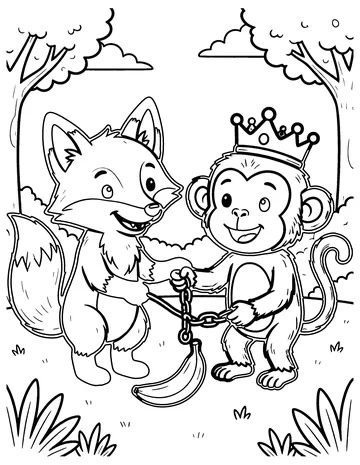 The Fox and the Monkey coloring page