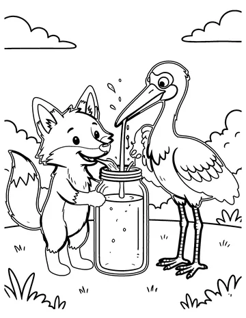 The Fox and the Stork coloring page