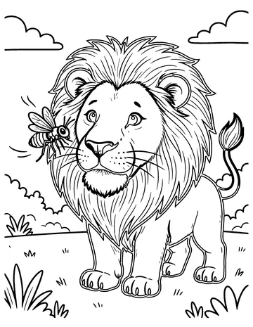 The Gnat and the Lion coloring page