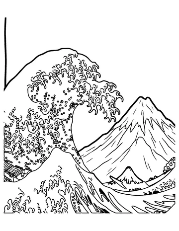 The Great Wave coloring page