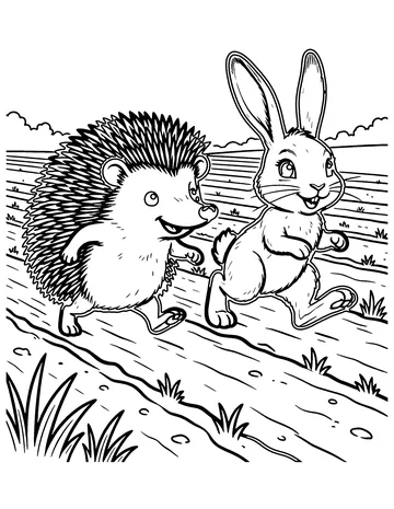 The Hedgehog and the Hare coloring page