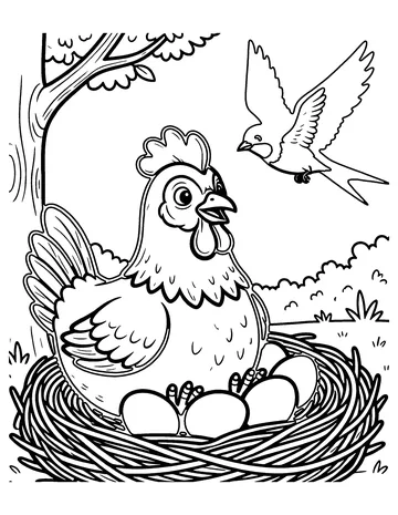 The Hen and the Swallow coloring page