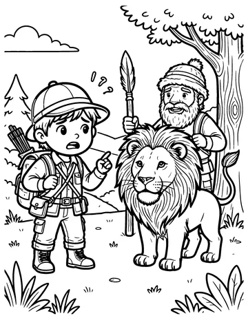 The Hunter and the Woodman coloring page