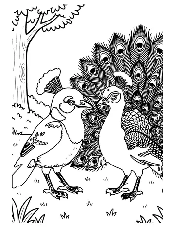 The Jay and the Peacock coloring page