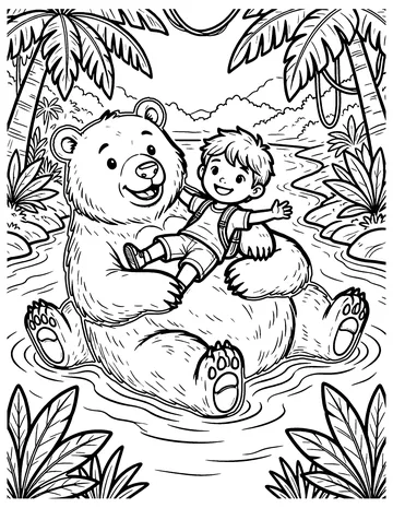 The Jungle Boy and the Bear coloring page