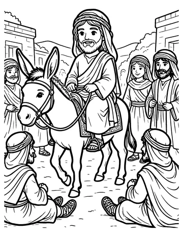 The King on a Donkey coloring page