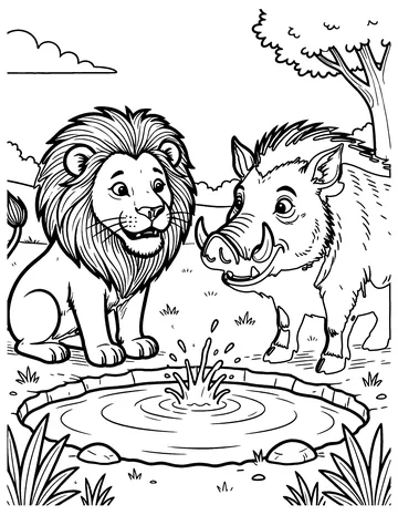 The Lion and the Boar coloring page