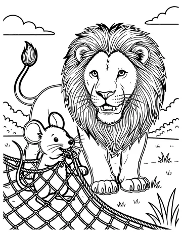 The Lion and the Mouse coloring page