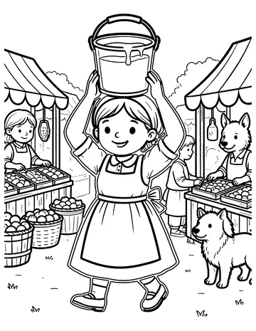 The Milkmaid and Her Pail coloring page