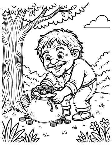 The Miser and His Gold coloring page