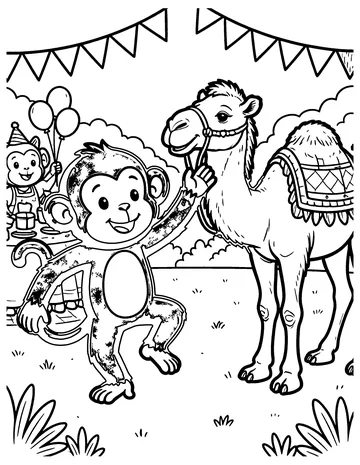 The Monkey and the Camel coloring page