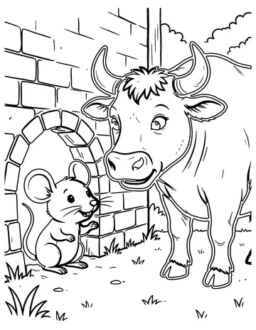 The Mouse and the Bull coloring page