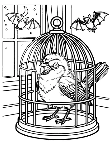 The Nightingale and the Bat coloring page