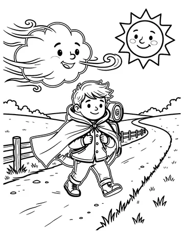 The North Wind and the Sun coloring page