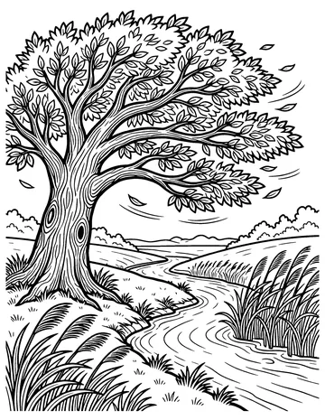 The Oak and the Reeds coloring page