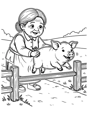 The Old Woman and Her Pig coloring page