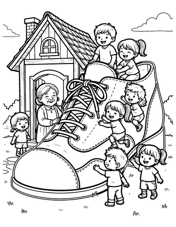 The Old Woman Who Lived in a Shoe coloring page