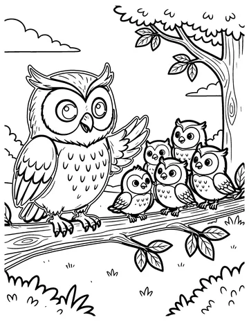 The Owl and the Birds coloring page