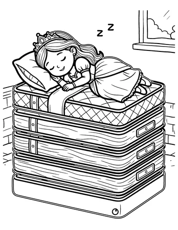 The Princess and the Pea coloring page